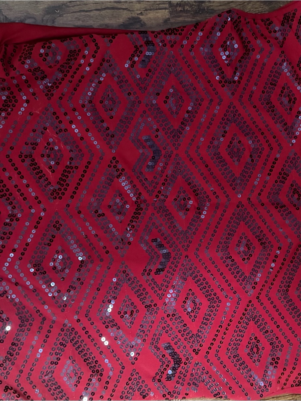 Beverly Drive Red Sequin Geometric Blouse
